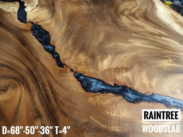 r007 (5) 6-7 Seater Oval Shape Raintree Solid Woodslab - RTOV01