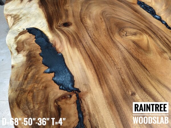 r007 (6) 6-7 Seater Oval Shape Raintree Solid Woodslab - RTOV01