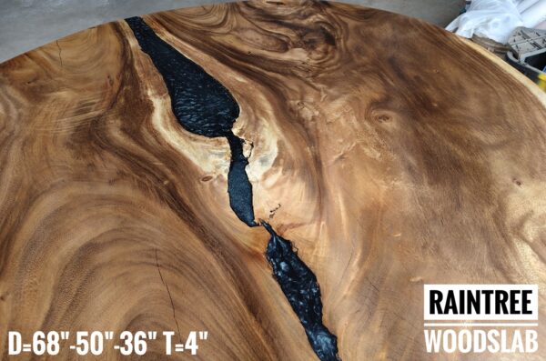 r007 (7) 6-7 Seater Oval Shape Raintree Solid Woodslab - RTOV01