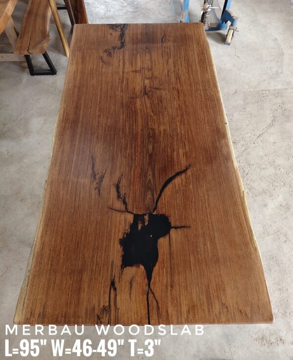 8ft x 4ft - 8-10 Seater-  Merbau Solid Woodslab -MB801