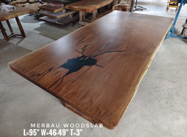 8ft x 4ft - 8-10 Seater-  Merbau Solid Woodslab -MB801