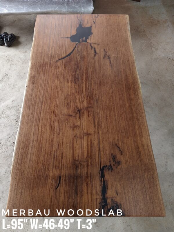 8ft x 4ft - 8-10 Seater-  Merbau Solid Woodslab -MB801