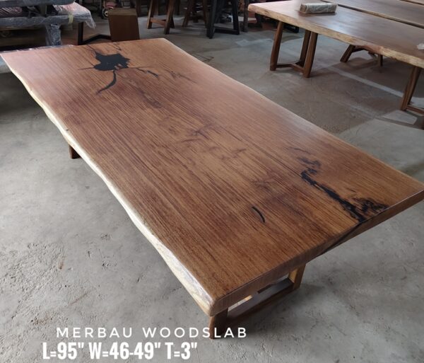 8ft x 4ft - 8-10 Seater-  Merbau Solid Woodslab -MB801
