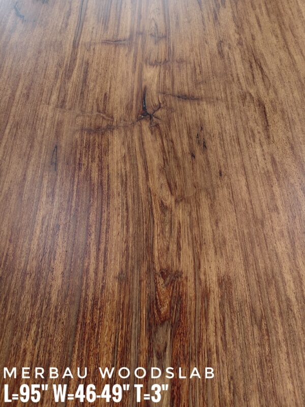 8ft x 4ft - 8-10 Seater-  Merbau Solid Woodslab -MB801