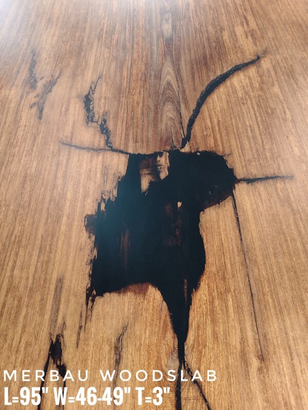 8ft x 4ft - 8-10 Seater-  Merbau Solid Woodslab -MB801