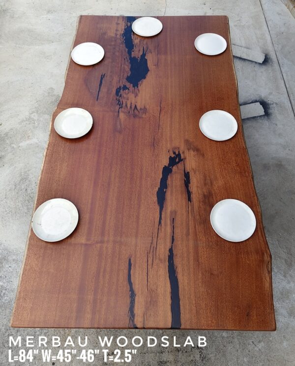 8 Seater 7ft Merbau Solid Woodslab - MB701