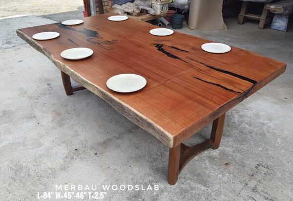8 Seater 7ft Merbau Solid Woodslab - MB701