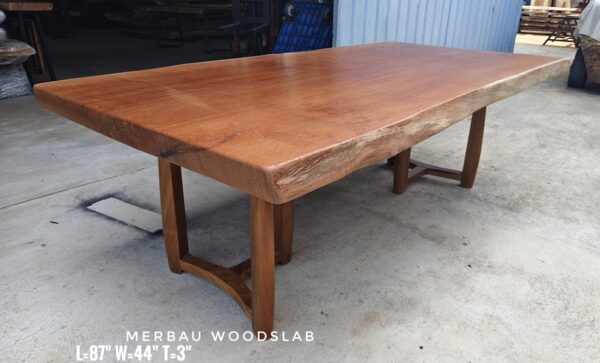 140626 (105) 7ft 8 seater Merbau Solid Woodslab - MB702