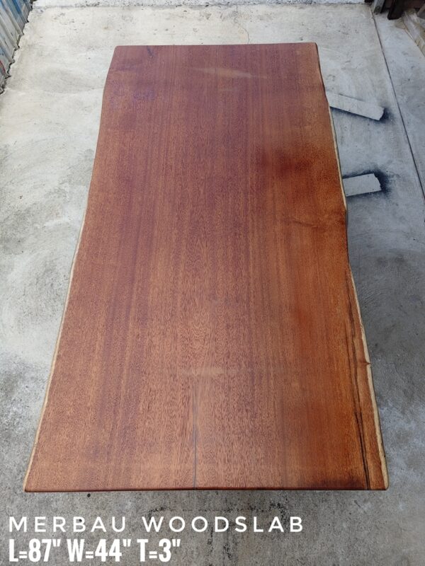 140626 (106) 7ft 8 seater Merbau Solid Woodslab - MB702