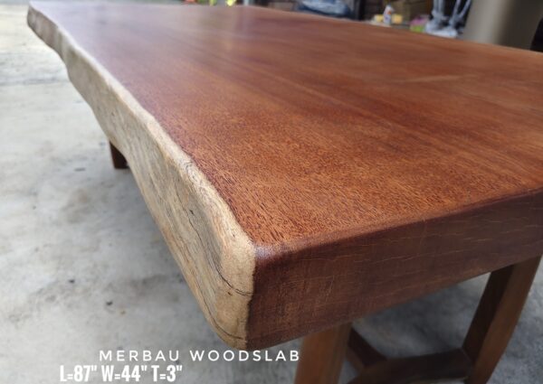 140626 (107) 7ft 8 seater Merbau Solid Woodslab - MB702