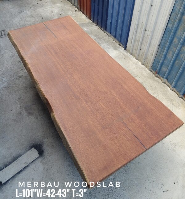 8.5ft 10 Seater Merbau Solid Woodslab - MB801