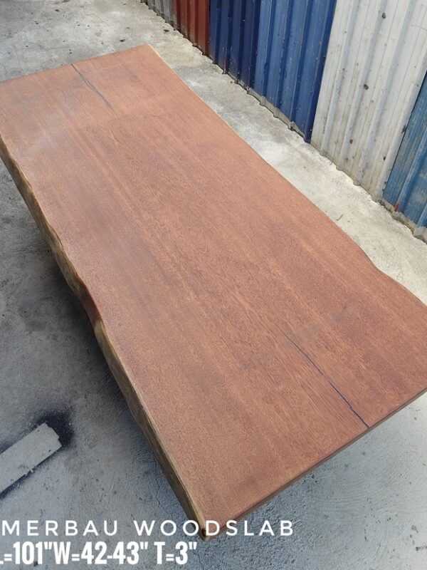 8.5ft 10 Seater Merbau Solid Woodslab - MB801