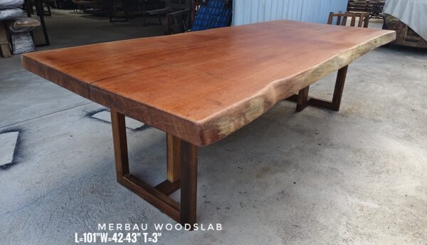 8.5ft 10 Seater Merbau Solid Woodslab - MB801
