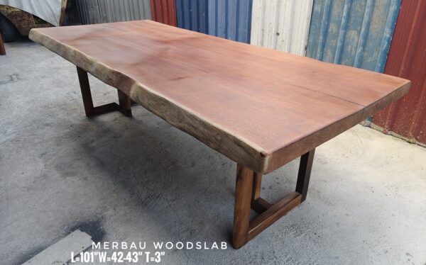 8.5ft 10 Seater Merbau Solid Woodslab - MB801