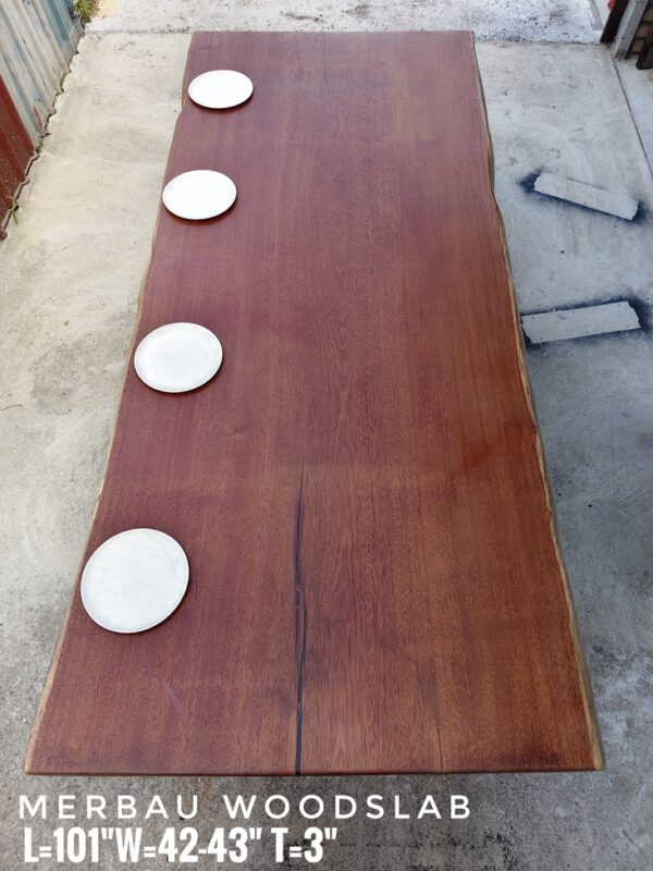 8.5ft 10 Seater Merbau Solid Woodslab - MB801