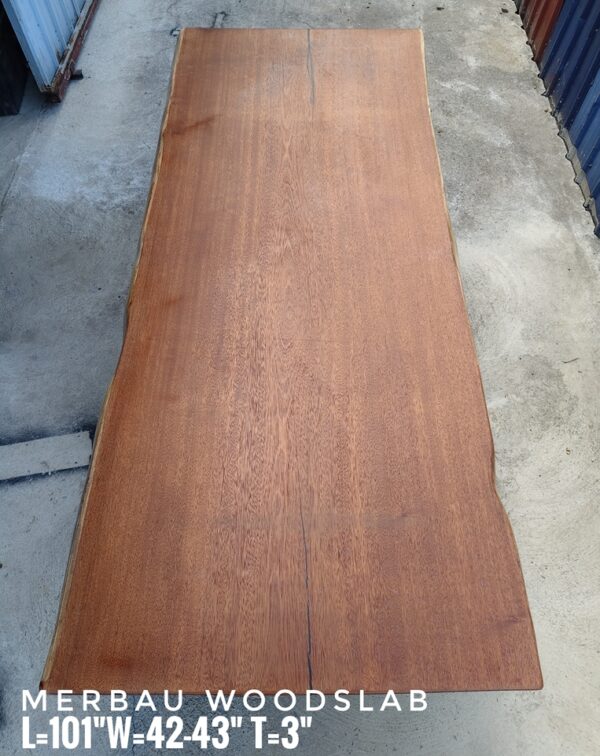 8.5ft 10 Seater Merbau Solid Woodslab - MB801