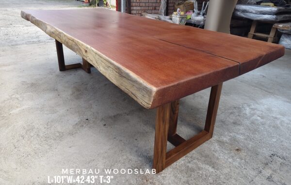 8.5ft 10 Seater Merbau Solid Woodslab - MB801