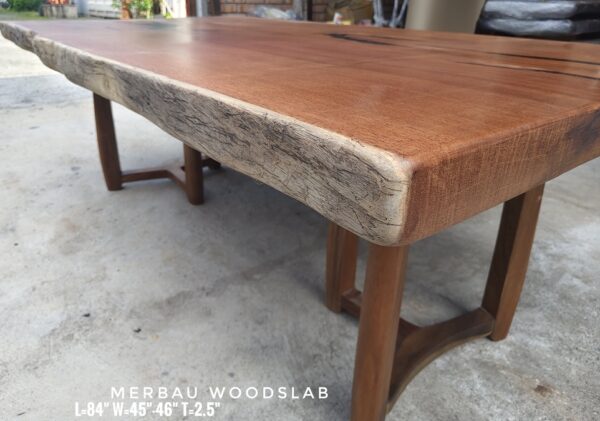 8 Seater 7ft Merbau Solid Woodslab - MB701