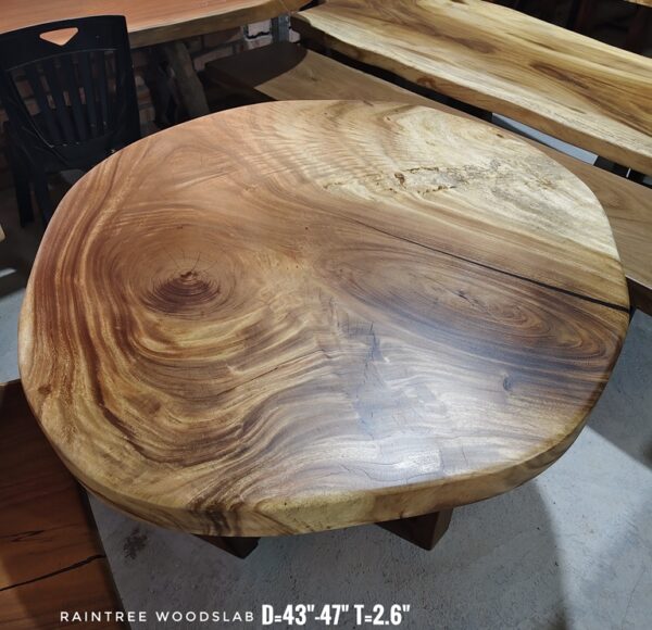 190826 (44) 5 Seater Round Shape Raintree Solid Woodslab - RTR01