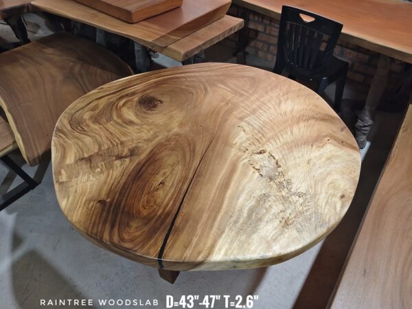 190826 (45) 5 Seater Round Shape Raintree Solid Woodslab - RTR01