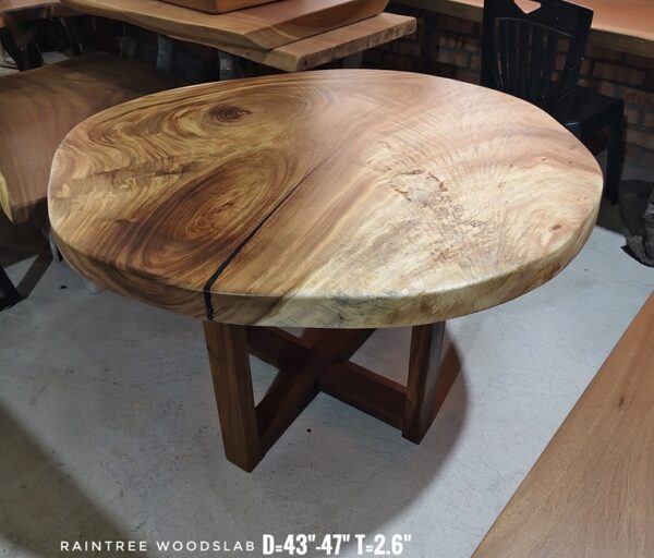 190826 (46) 5 Seater Round Shape Raintree Solid Woodslab - RTR01
