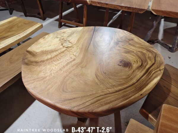 190826 (48) 5 Seater Round Shape Raintree Solid Woodslab - RTR01