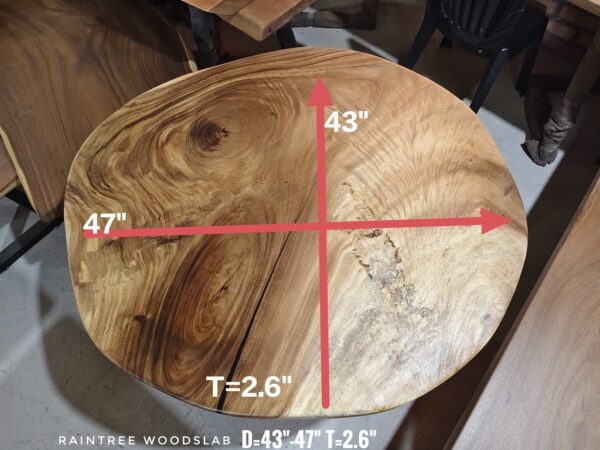 190826 (52) 5 Seater Round Shape Raintree Solid Woodslab - RTR01
